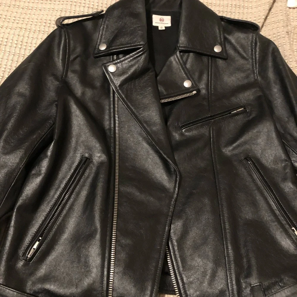 Ag Adriano Goldschmied Black Leather Moto Jacket - Picture 12 of 12